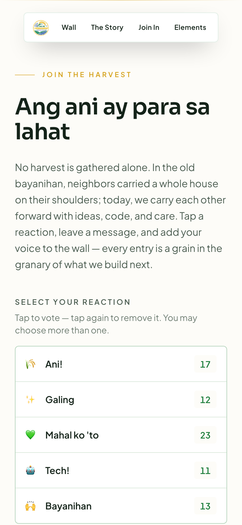 Join the Harvest — reactions