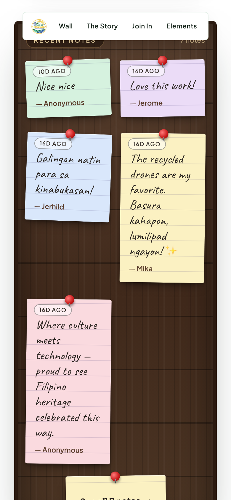 Recent notes on the wall