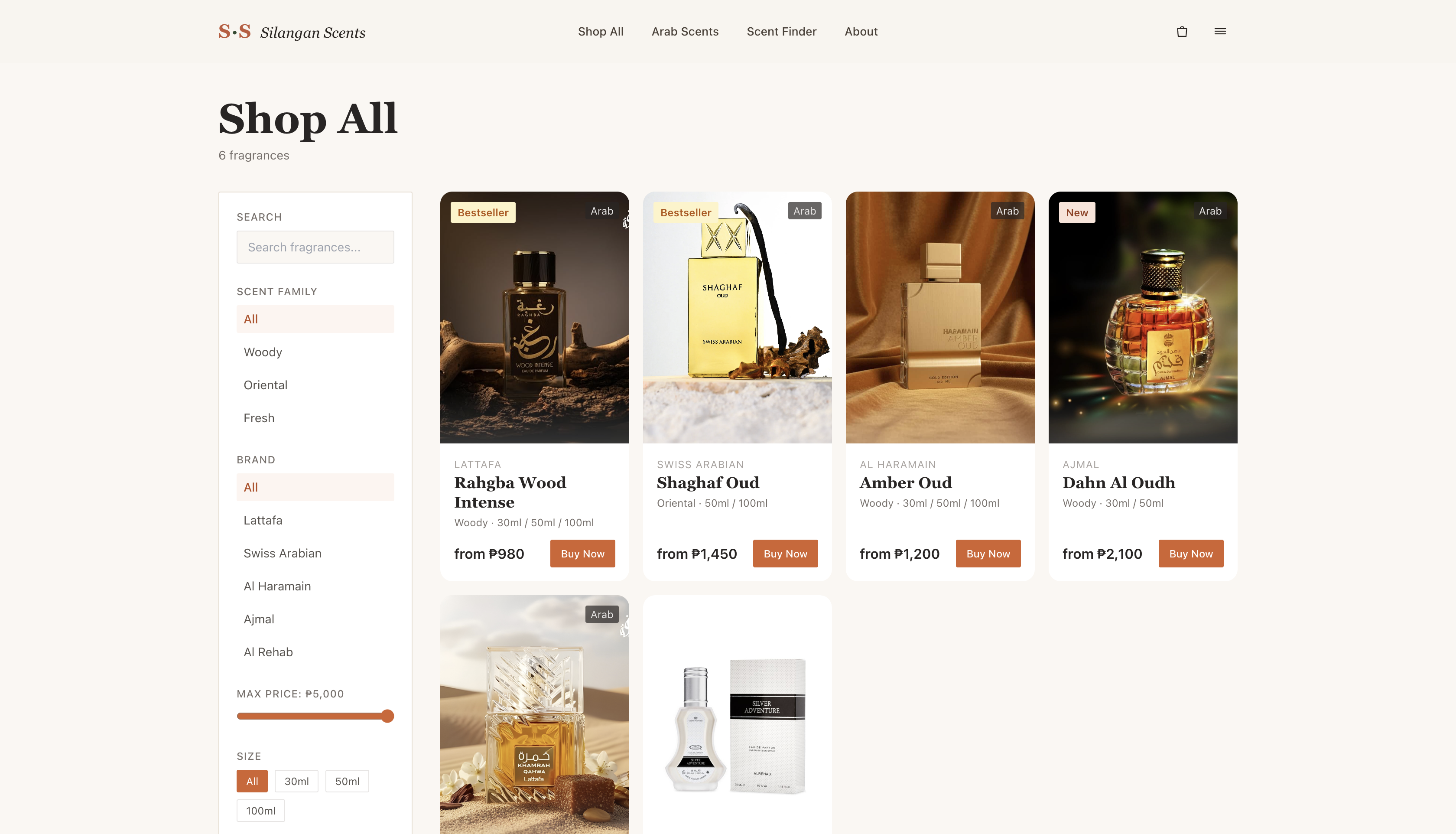 Shop All — the full scent catalog